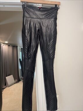 SPANX Faux Leather Moto Leggings in Black